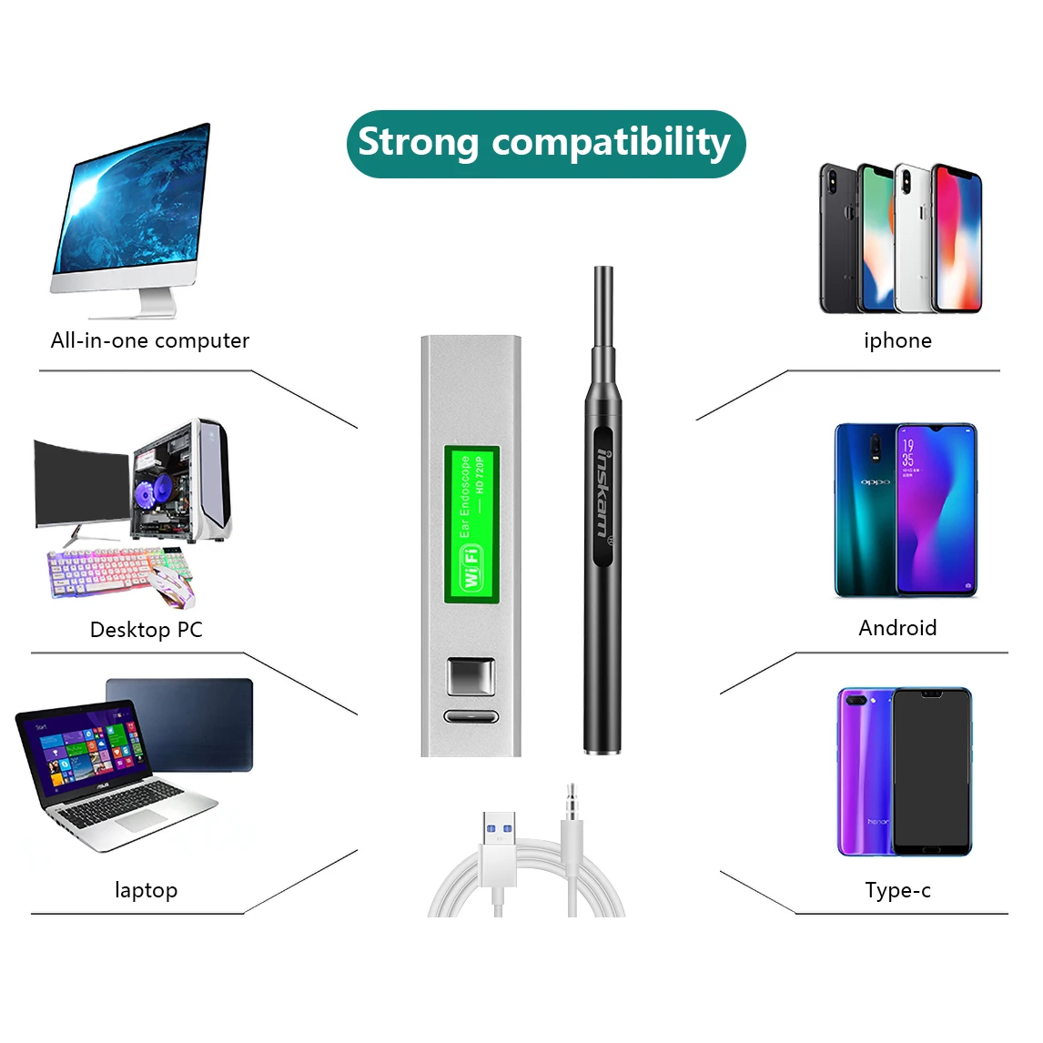 3.9mm Wireless WIFI Earpick  Endoscope Cleaner  Inspection Otoscope Camera CMOS Borescope For Android&ISO Smart Phone