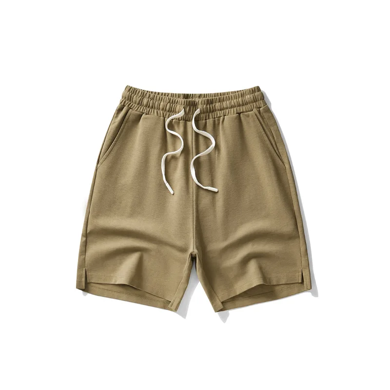 Japanese Style Summer New Fashion Men's Casual Trendy Solid Color Loose Knee Length Shorts Drawstring Breathable Shorts Female