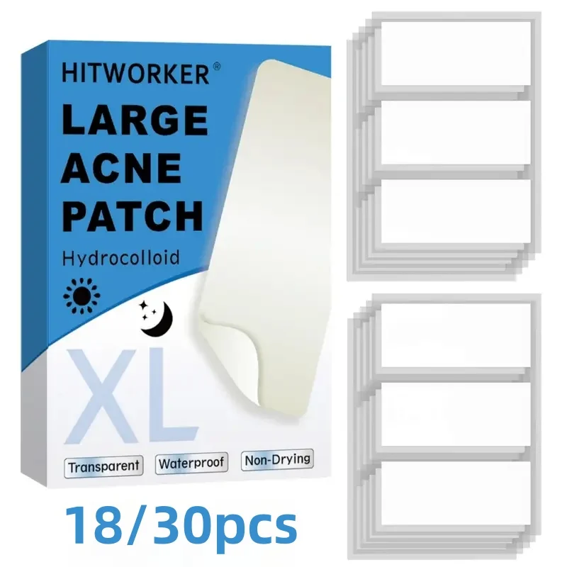 Extra-Large Size 18/30-Piece Hydrocolloid Patches - Alcohol-Free, Fragrance-Free, Suitable for Acne Treatment and Blemish Cleans