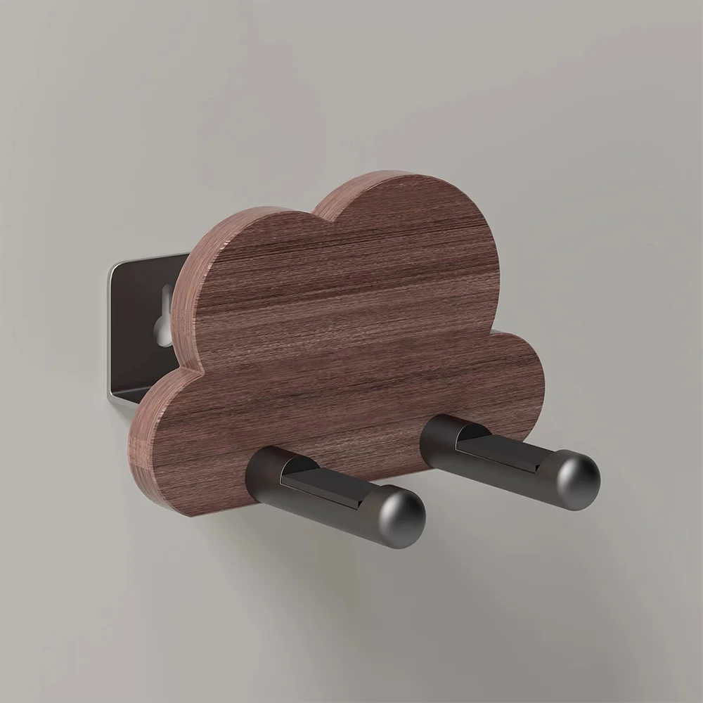 Stenoc New Simple Punch-Free Walnut Wood Wall Mount Hair Dryer Holder Beech Wood Hair Dryer Bracket Bathroom Accessories Rack