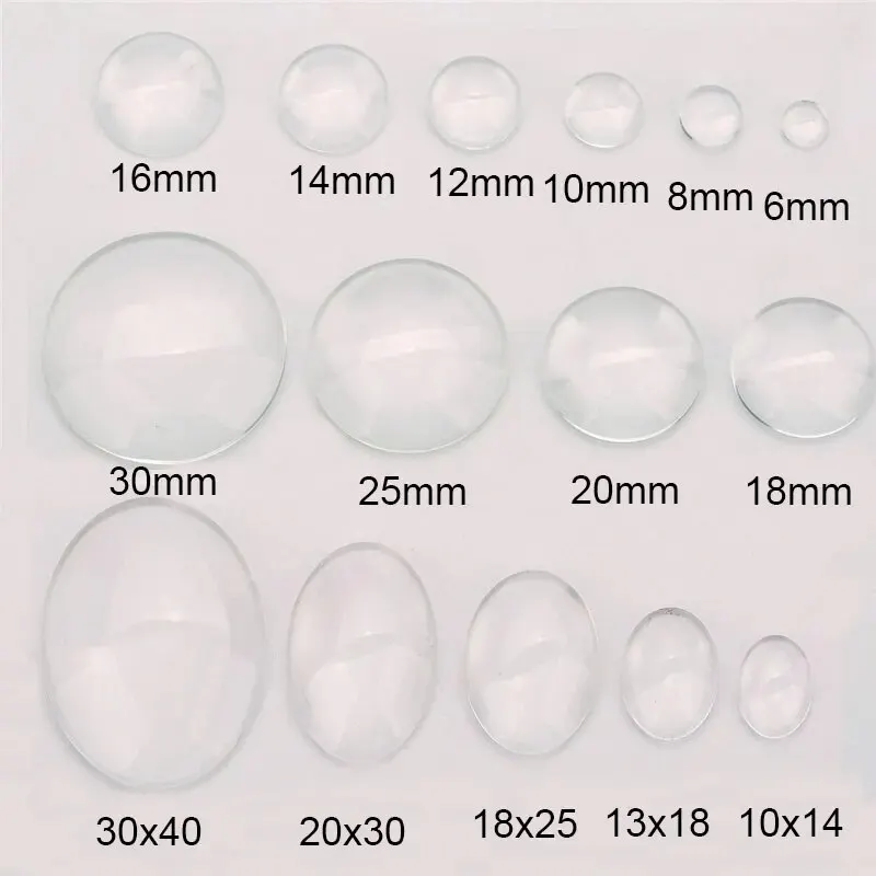 1pack Round Square Oval Flat Back Glass Cabochon 12mm 20mm 25mm Transparent Clear Cabochon Cameo Cover for DIY Jewelry Making