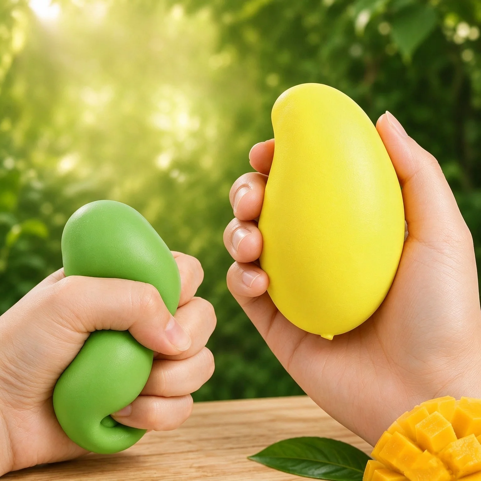 Temperature Sensitive Color Changing Mango Squeeze Toy, Flour Filled Fruit Shaped Fidget Toy, Soft Squishy Hand Toy, 6x9cm