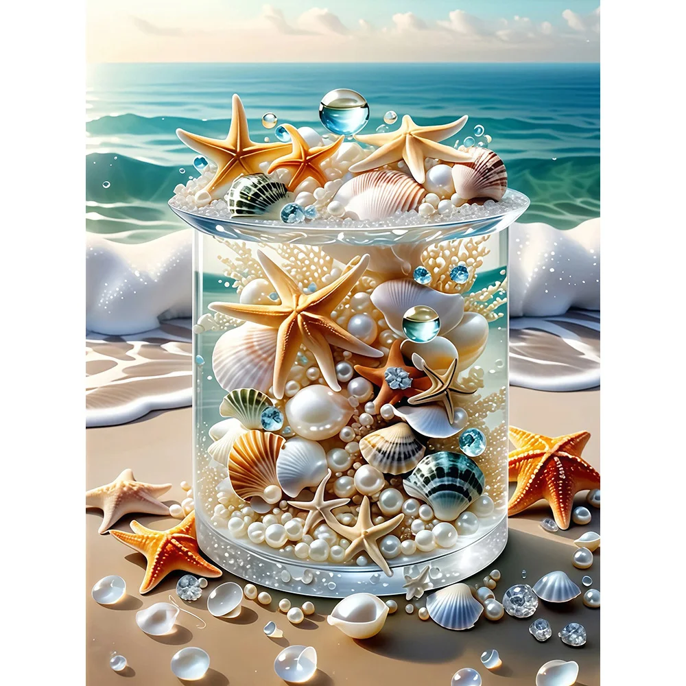 EverShine Diamond Embroidery Starfish Mosaic Beach Scenery DIY 5D Full Drill Diamond Art Painting Kit Sea Landscape Unique Gift