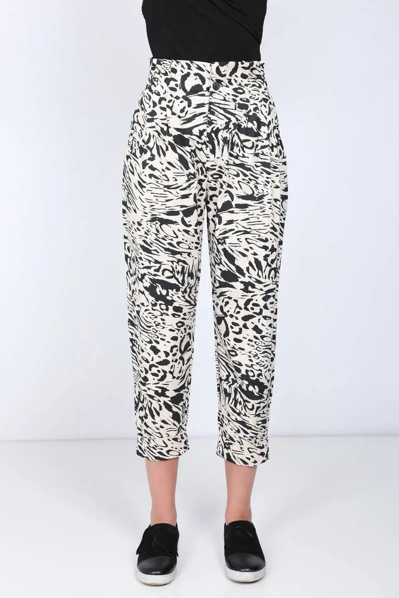 Women's Pattern Paperbag Turnup Trousers