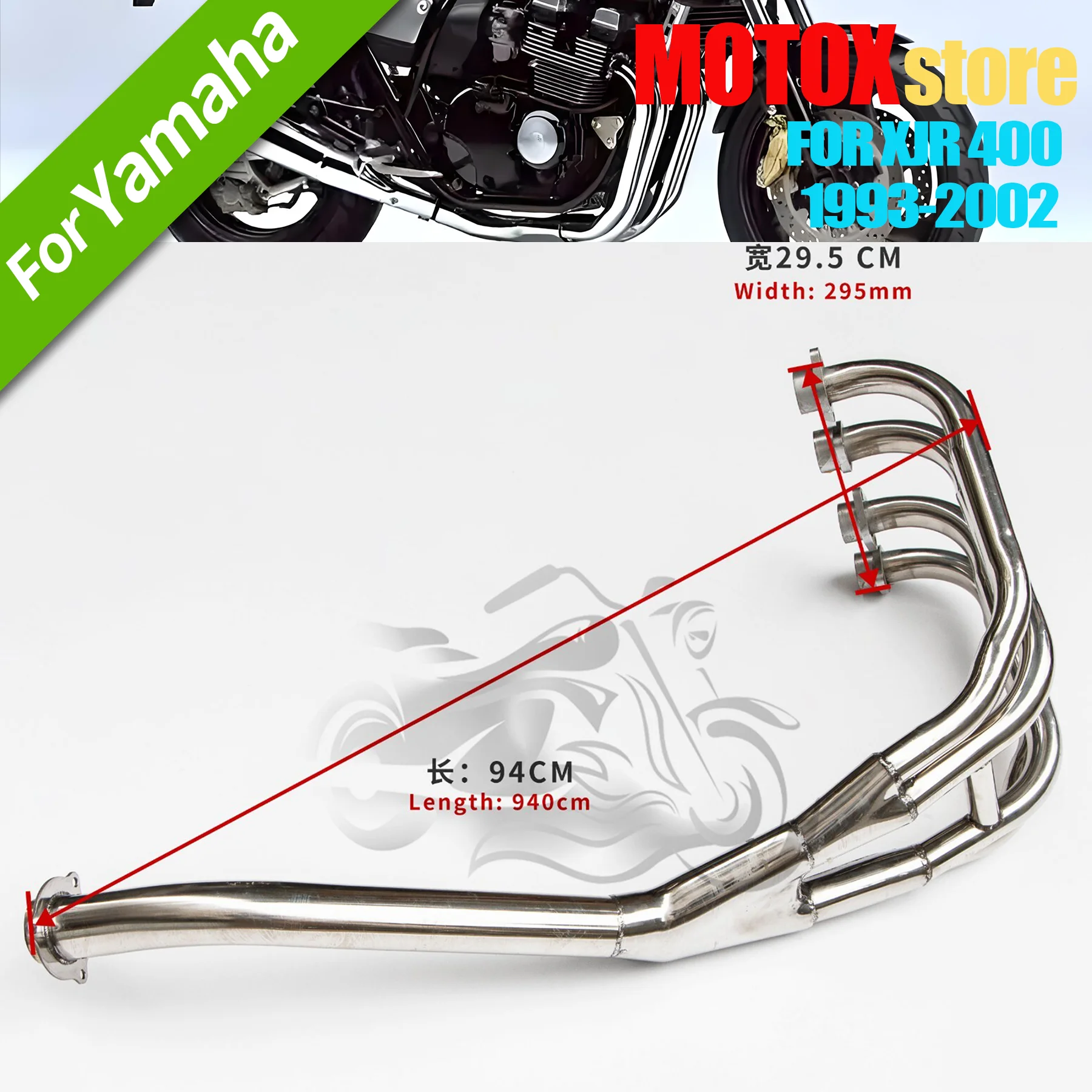 Motorcycle Fit For 1993 - 2002 1994 1995 1996 1997 98 Yamaha XJR 400 XJR400 Exhaust Header System Muffler Middle Front Pipe Tube