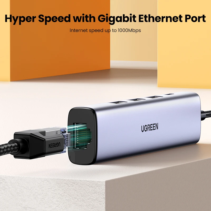 UGREEN USB Ethernet USB3.0 Lan 1000Mbps Ethernet Adapter USB RJ45 USB HUB For Laptop Xiaomi Mi Box S Ethernet HUB Network Card