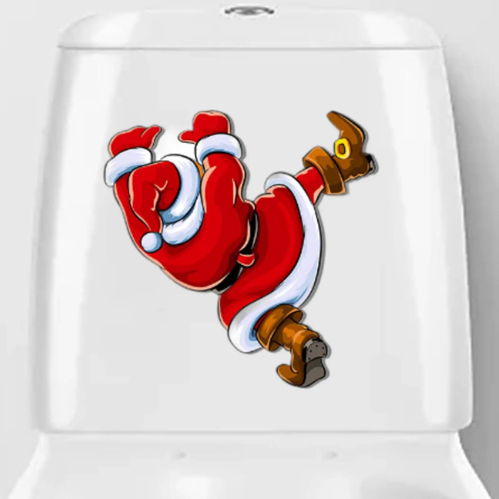 Santa Claus Toilet Sticker Toilet Cover Sticker Christmas Decoration Cartoon Toilet Lid Decal for Lavatory Bathroom Restroom