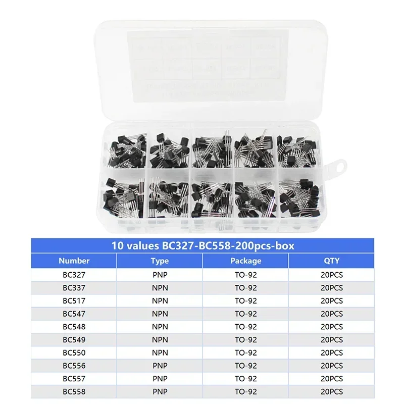 50-900pcs BJT Transistor Kit A1015 BC327 BC337 C1815 S8050 S8850 2N2222 2N2907 2N3904 2N3906 TO92 PNP NPN Triode Transistors Set