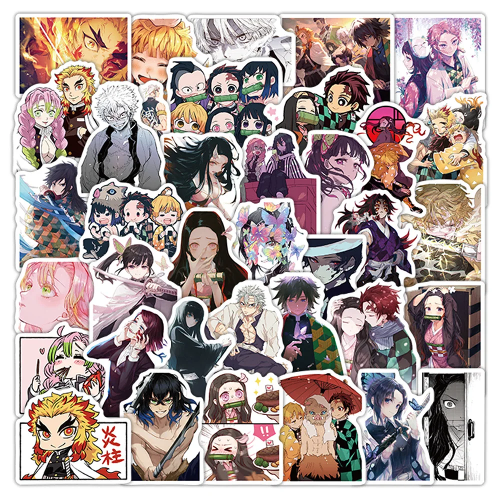 50pcs Demon Slayer Graffiti Stickers Waterproof Decals Stickers For Laptop Phone Ipad Thermos Skateboard Diy Stickers Kids Gift