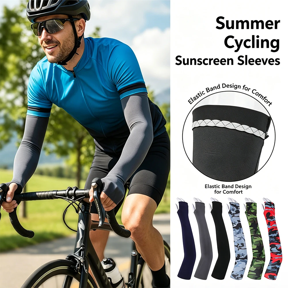 Cycling Sunscreen Arm Sleeves UV Protection Outdoor Hiking Running Camo Print Quick Dry Breathable High Elastic Sport Arm Covers