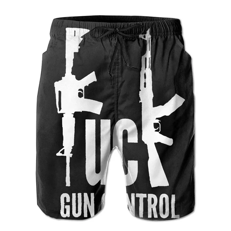 Pantalones cortos con patrón de armas de pistola y bandera de EE. UU., pantalones cortos de tablero Y2k de Hip Hop para exteriores, traje de baño Hawaiano, pantalones cortos de hielo de Surf fresco, 4XL