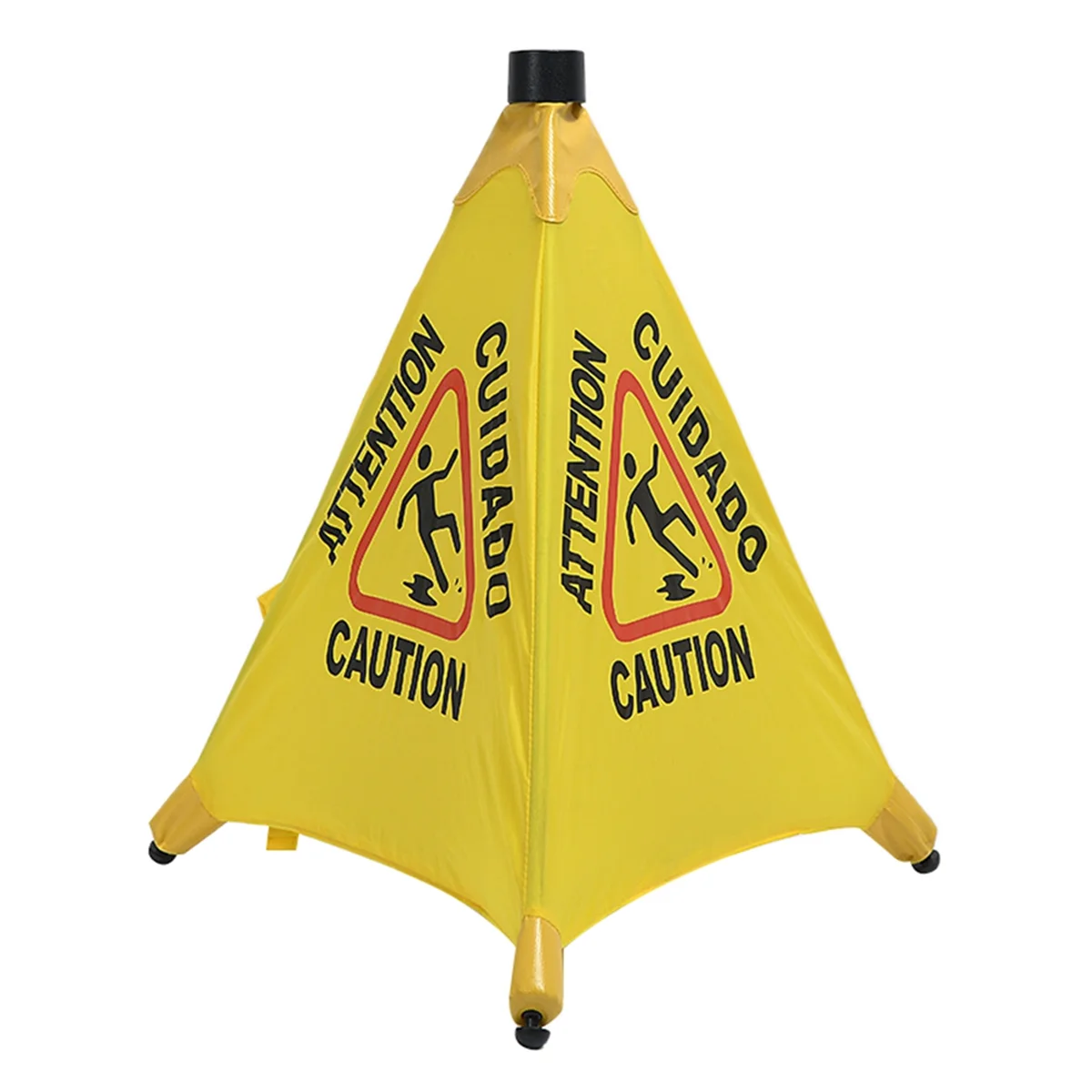 Caution Wet Floor Sign, Slippery When Wet Pops Up Sign, Wall Mounted Foldable Bilingual Safety Warning Alert Cone