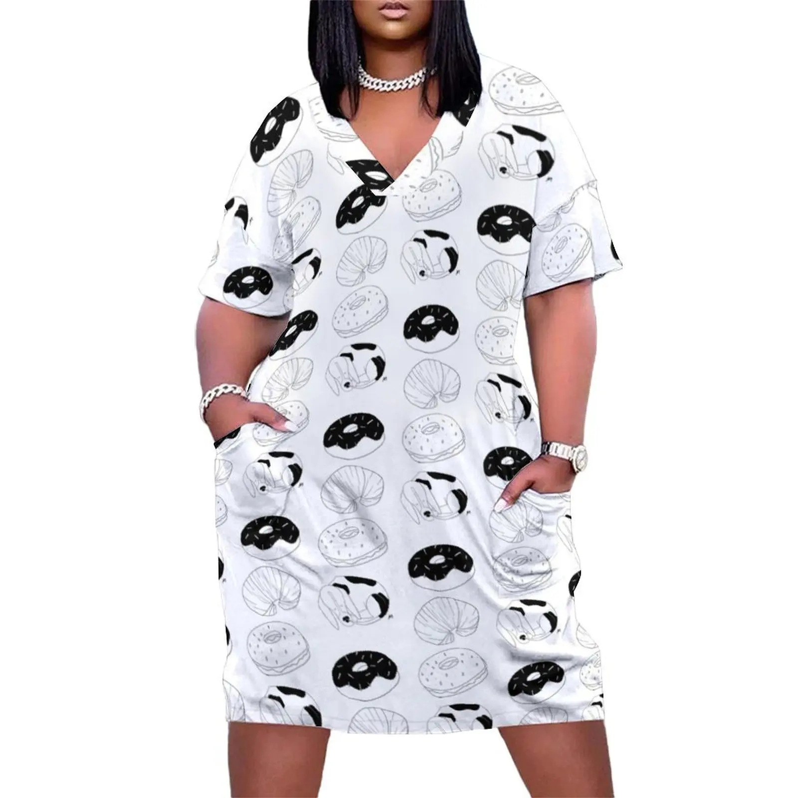 

Donut Dog Loose Pocket Dress summer dresses Women's skirt