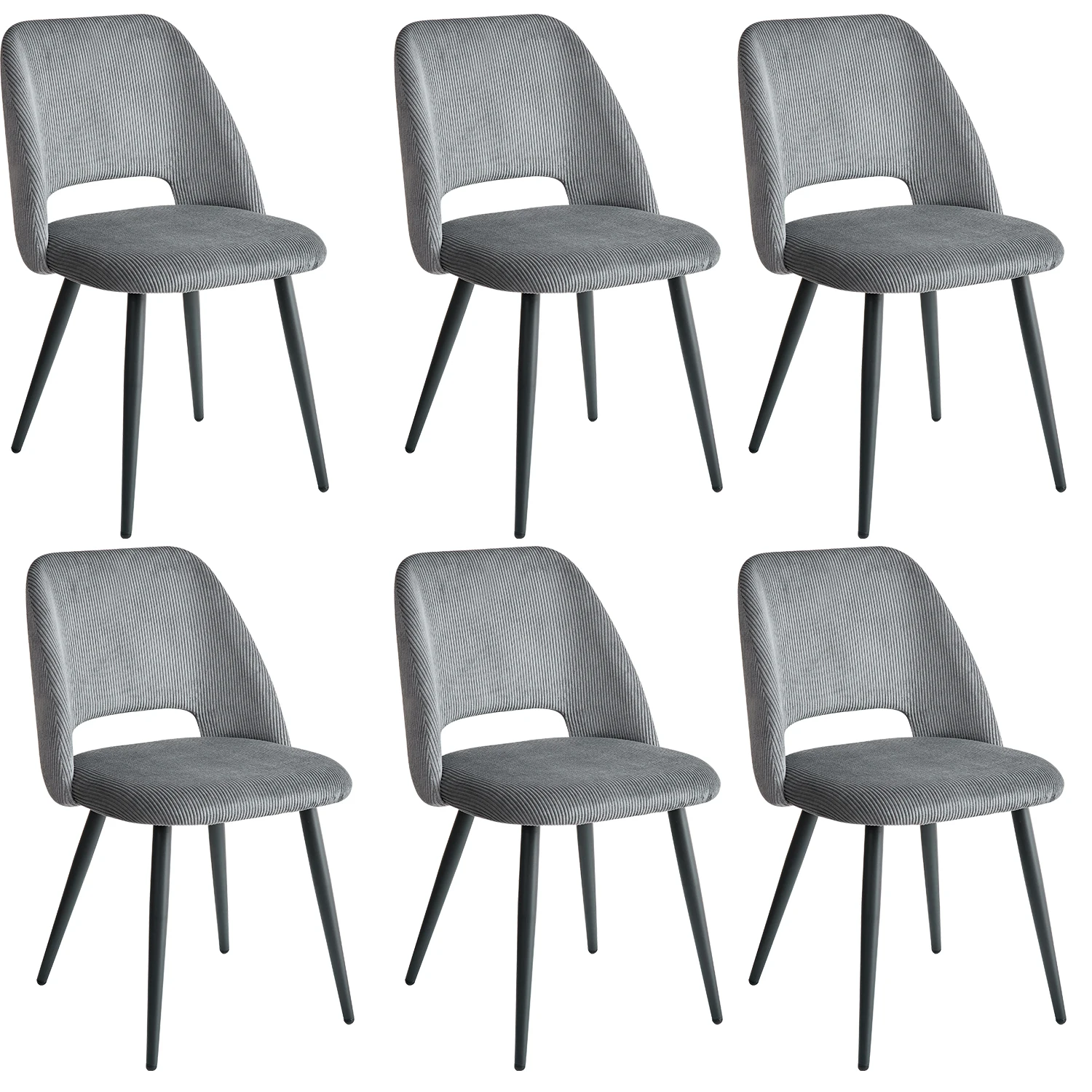 Set van 2/4/6 stijlvolle corduroy eetkamerstoelen - zitting van zachte stof, ergonomisch ontwerp, geschikt voor gezinsetruimte