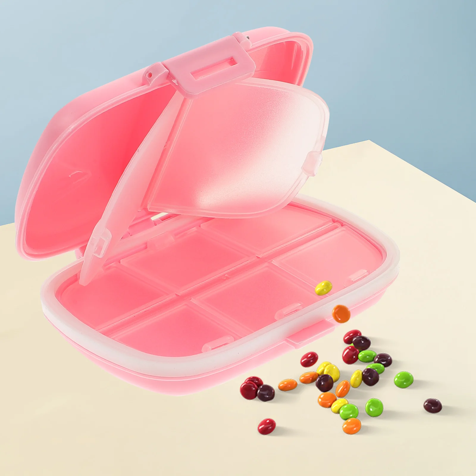 

2Pcs Pill Box Organizer Portable Medicine Storage Case with 6 Small 2 Large Compartments Airtight Travel Container for Vitamins