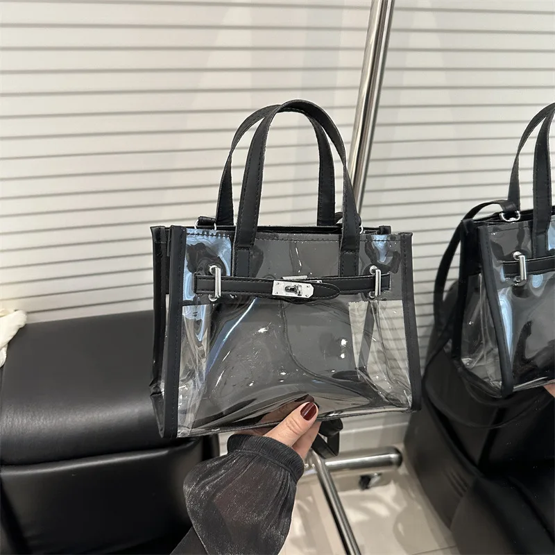 

Прозрачная желейная сумка из ПВХ, новая мягкая сумка в стиле Sen для девочек, модные универсальные ручные сумки через плечо с буквами