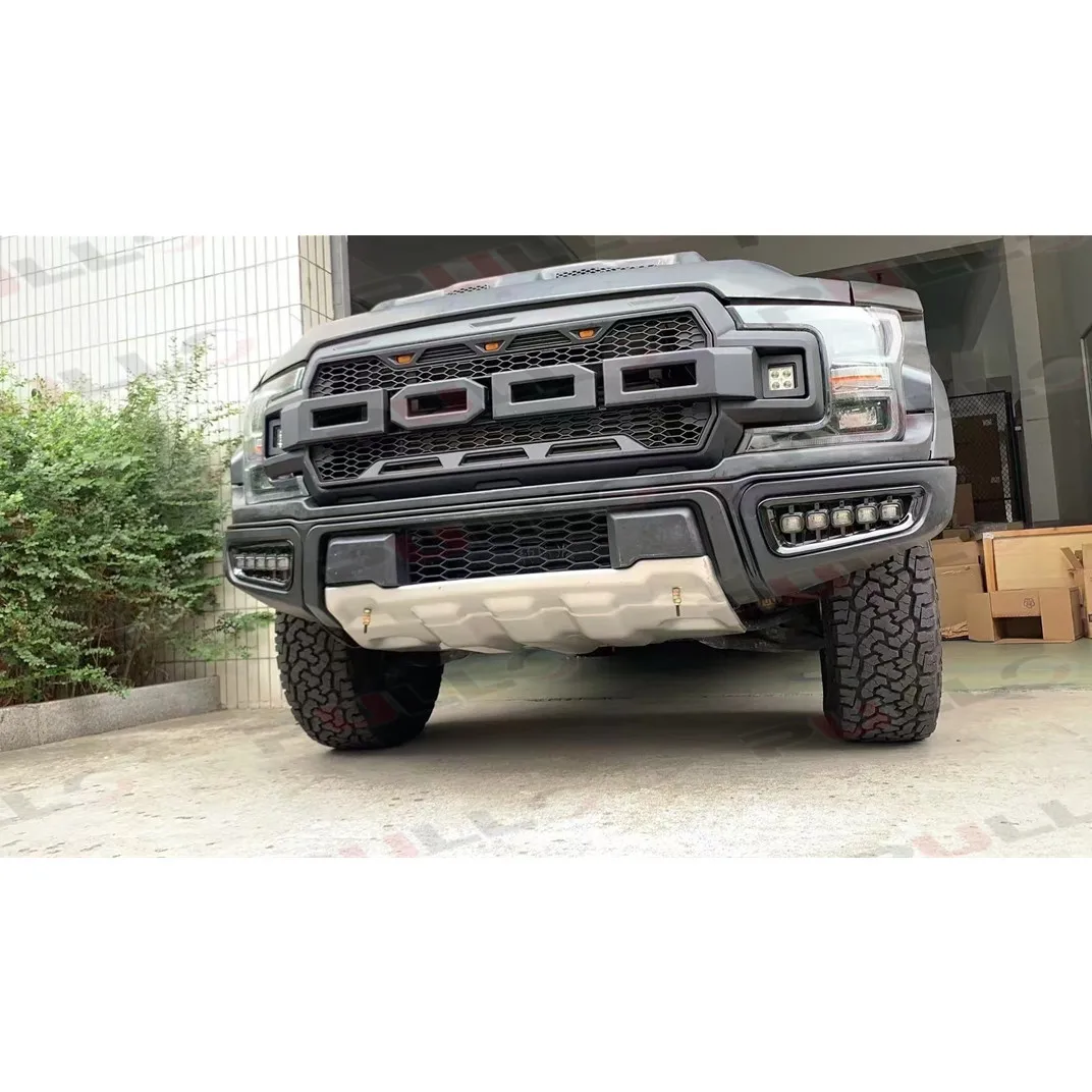 Suitable for Ford Ranger 12-21 Modified to F150 2018 HULK Model Car Parts Contain Front Bumper with Grille and Auto Lamps Hood