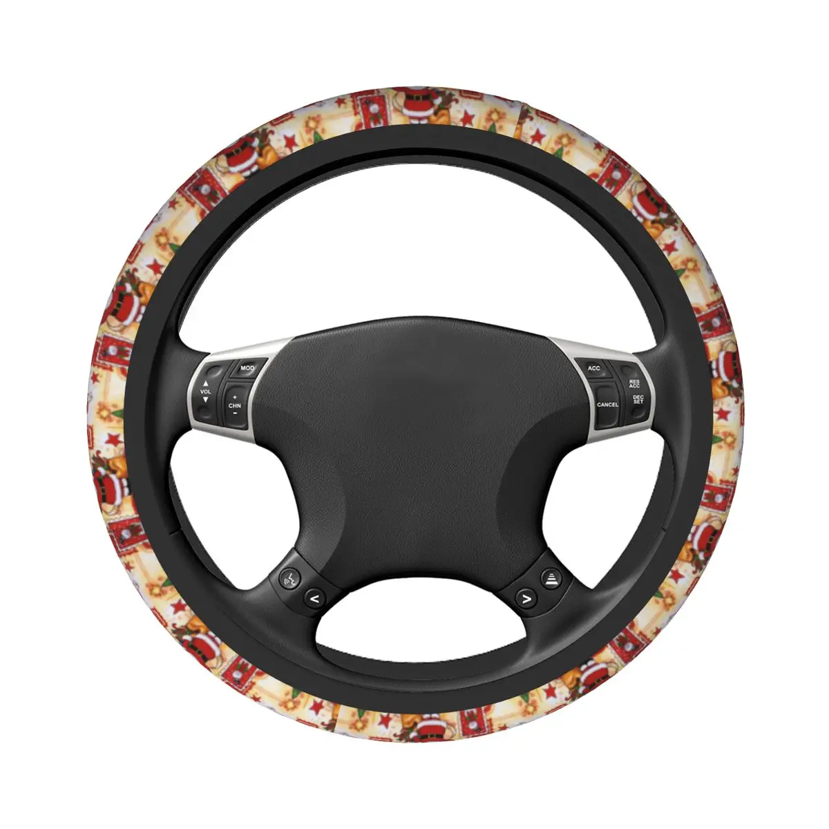 New Year Snowman Santa Car Steering Wheel Cover 38cm Anti-slip Red Merry Christmas Steering Wheel Protective Cover Car-styling