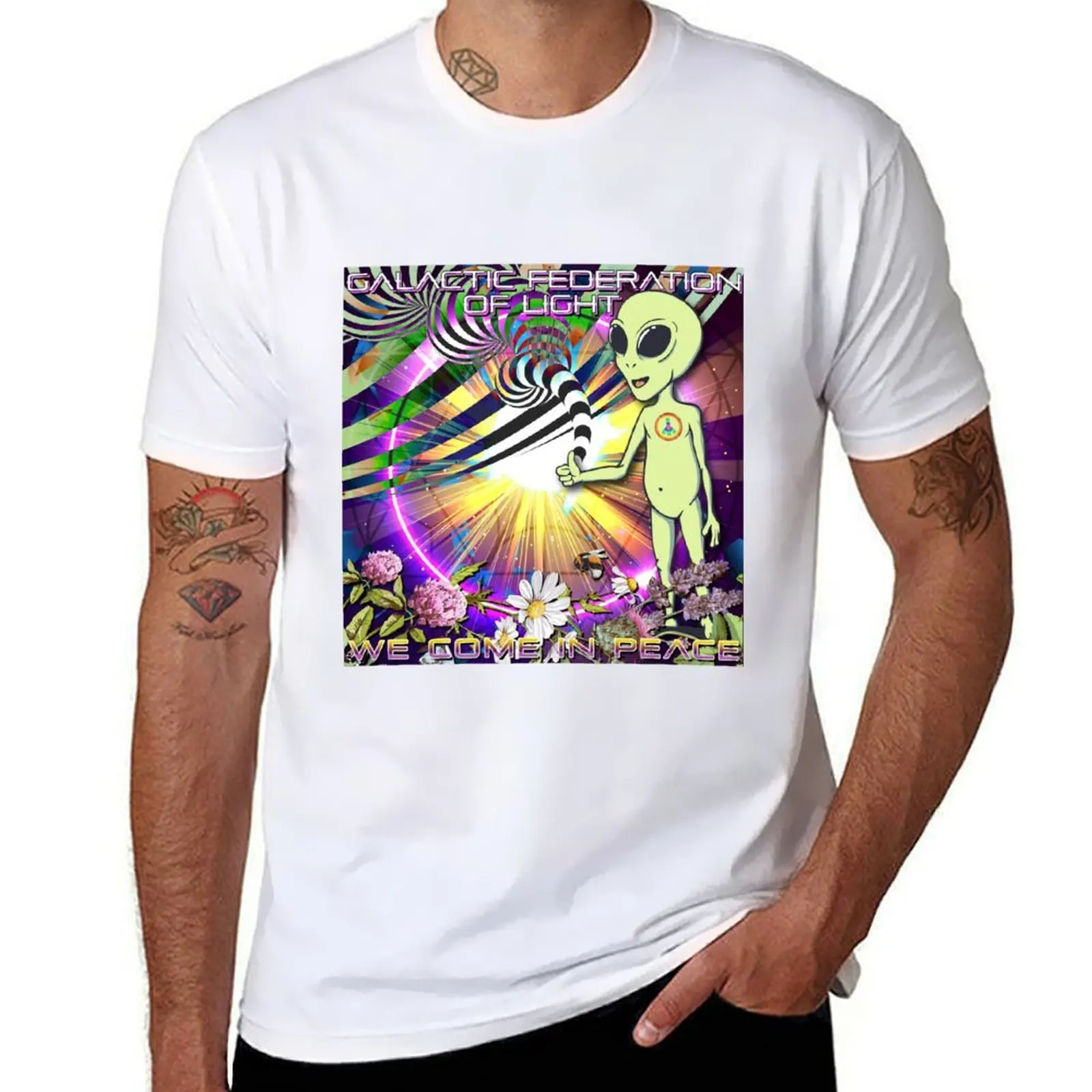 

Galactic Federation of Light :: We Come In Peace 2 T-Shirt t shirts for man pack white man t shirts cotton T-Shirt