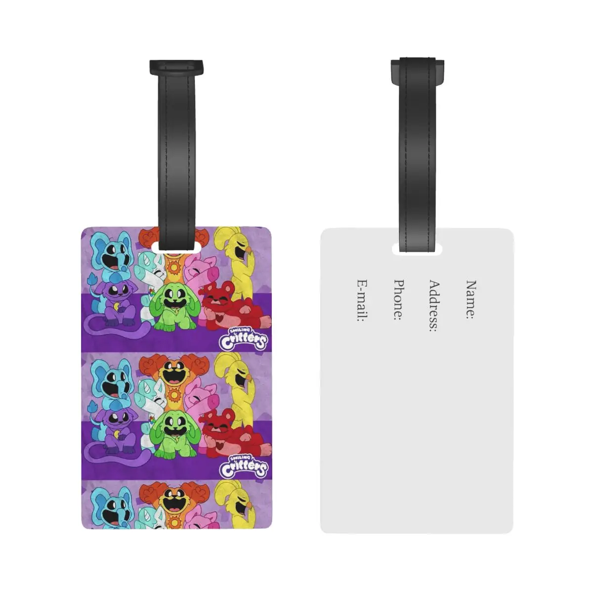 Smiling Critters Cartoon Game Luggage Tags Suitcase Accessories Travel Baggage Boarding Tag Portable Label Holder Name Address