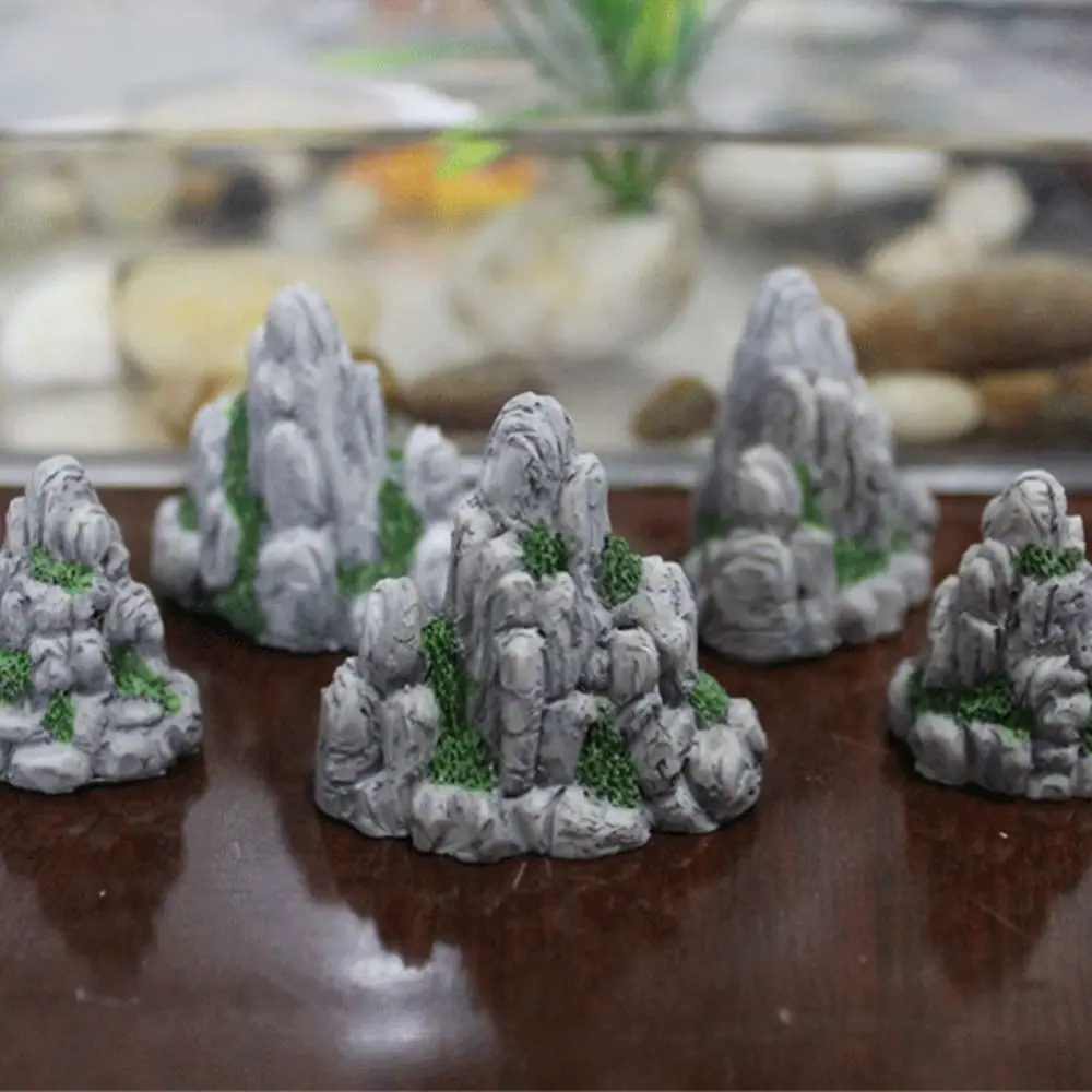 Simulation Miniature Rockery Ornaments DIY Mini Fake Mountain Resin Crafts Realistic Mountain Stone Statue Home Decoration