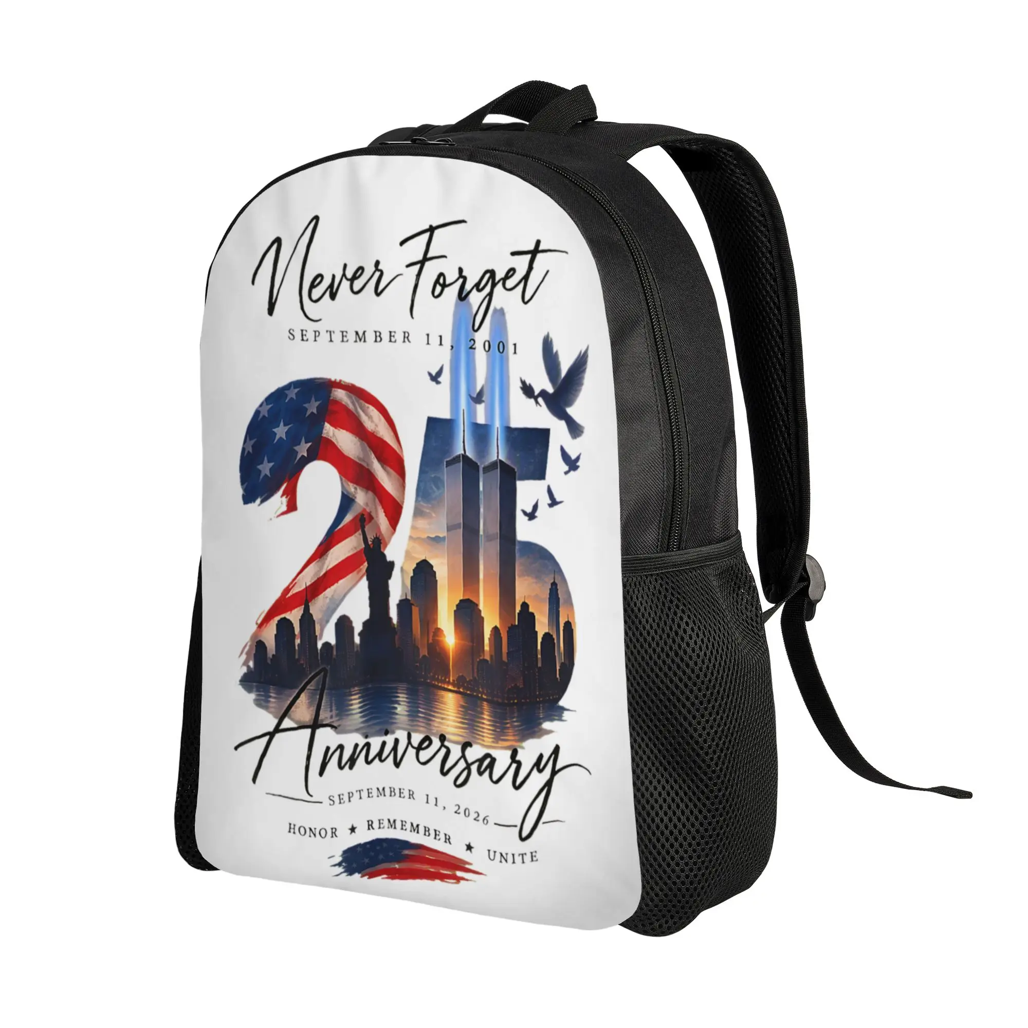 25th Anniversary September 11 2001 Memorial Day USA Flag Backpack  Backpacks Male University Lightweight School Bags Rucksack
