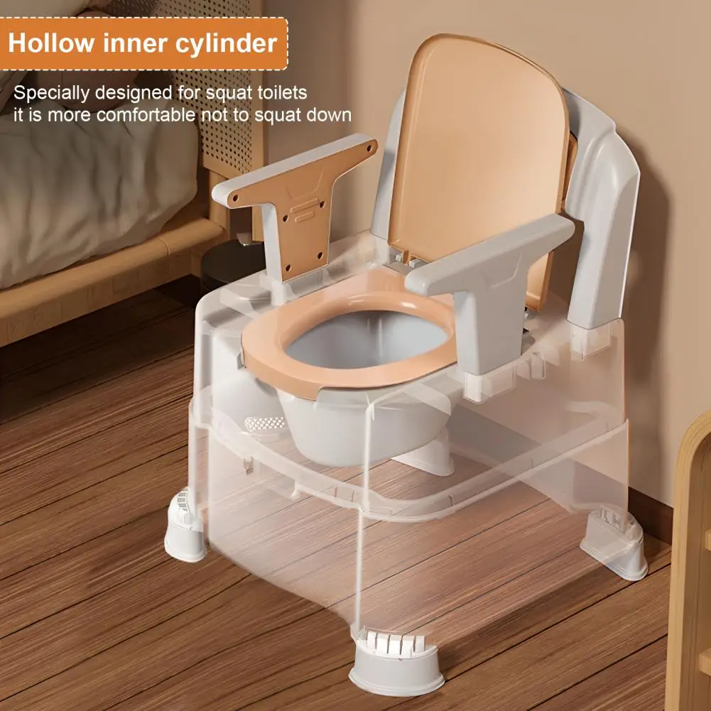 Bedside Commode, Adult Portable Toilet, Toilet Chair Seat with Detachable Armrests, Adult Potty Chair with Induction Night Light