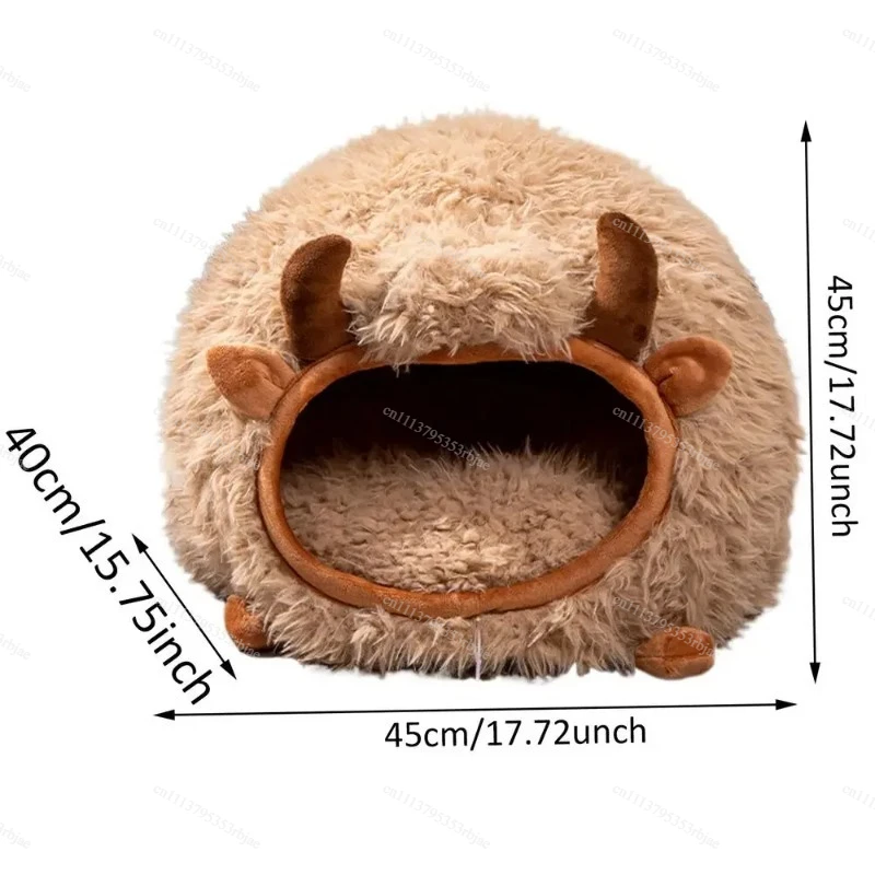Pet Soft Winter Warm Caves Cat Cave Beds For Indoor Cat Nest Semi-Enclosed Dog Tent Bed With Cover Kitten Small Animals Nests