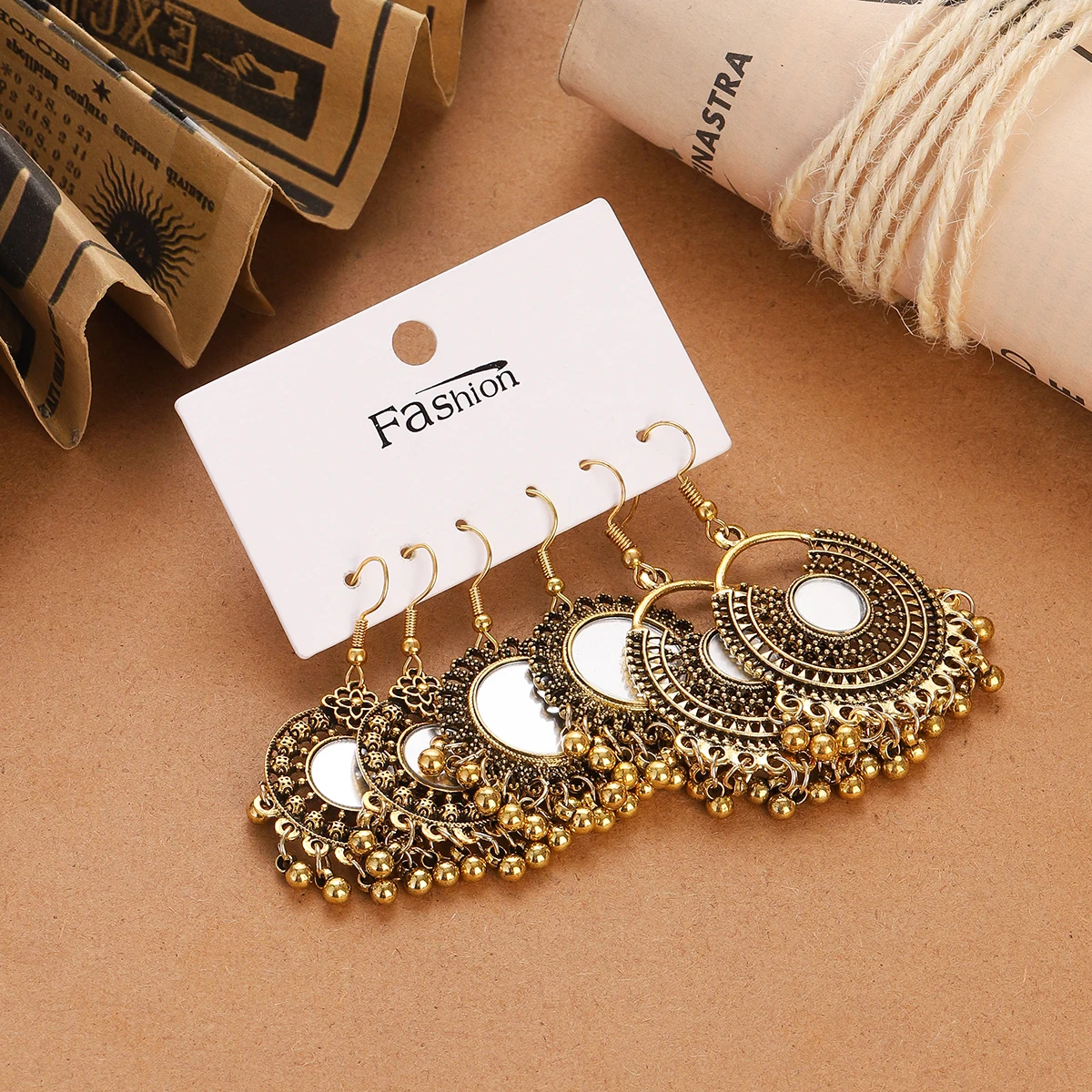 Vintage Gold Color Earrings Se - Ethnic Fashion Girls 评论和价格