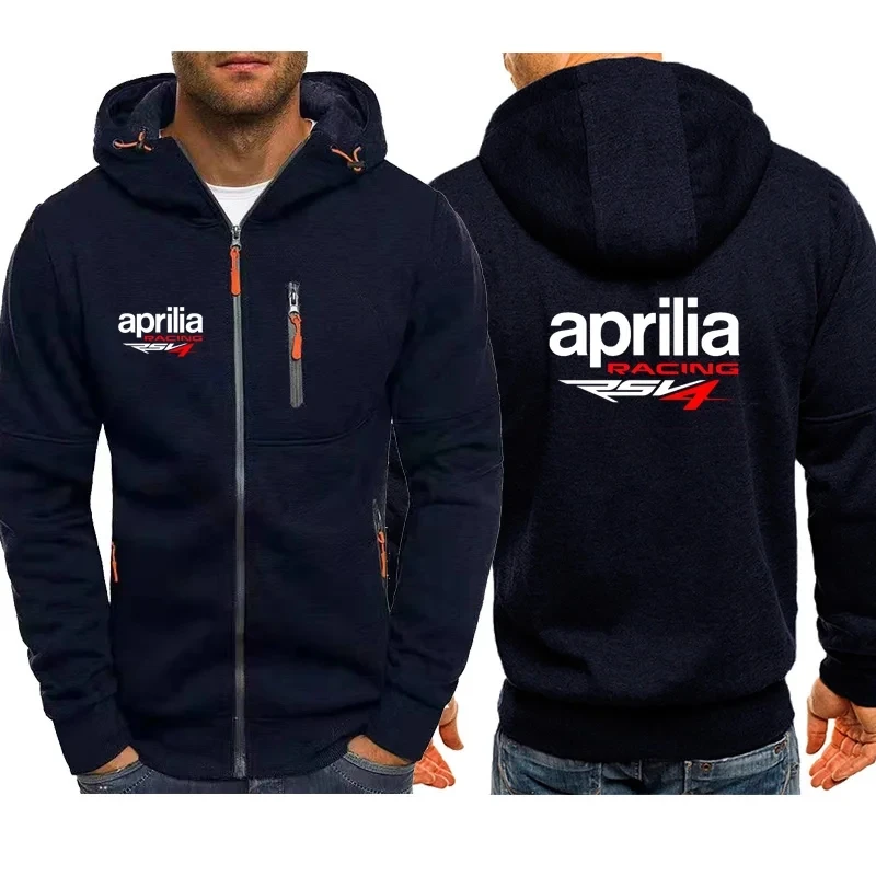 Spring Autumn Men\'s Hoodies Aprilia Racing RSV4 Logo Print Fashion Sports Windbreak Warm Comfortable Hooded Splicing Sweatshirt