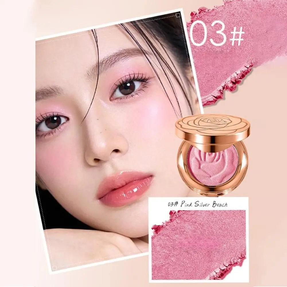 Paleta de Rubor Monocromática Rosa de Larga Duración, Realza la Complexión, 3 en 1, Multifuncional, Profesional, Brillante y Mate