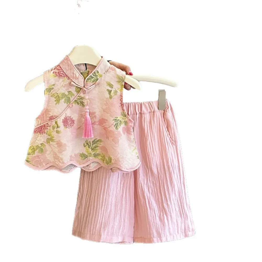 2026 Summer Korean Kids Outfit, Red White Gingham Flutter Sleeve Cami  Shorts 2PCS Set  for 90-140cm