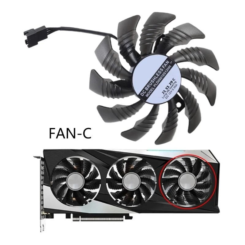 78MM Cooling Fan PLD08010S12HH for RTX3050 3060 GAMING Graphics Cards Fan