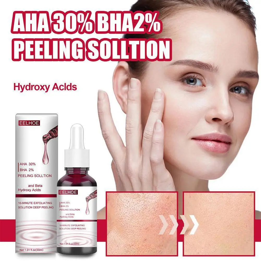 AHA 30% + BHA 2% เซรั่มซาลิไซลิกแอซิดลดรูขุมขนกรดสิวหัวดำดูแลลบเอสเซนส์เซรั่มผลัดเซลล์ผิวผลไม้ไวท์เทนนิ่งต่อต้าน W6U2