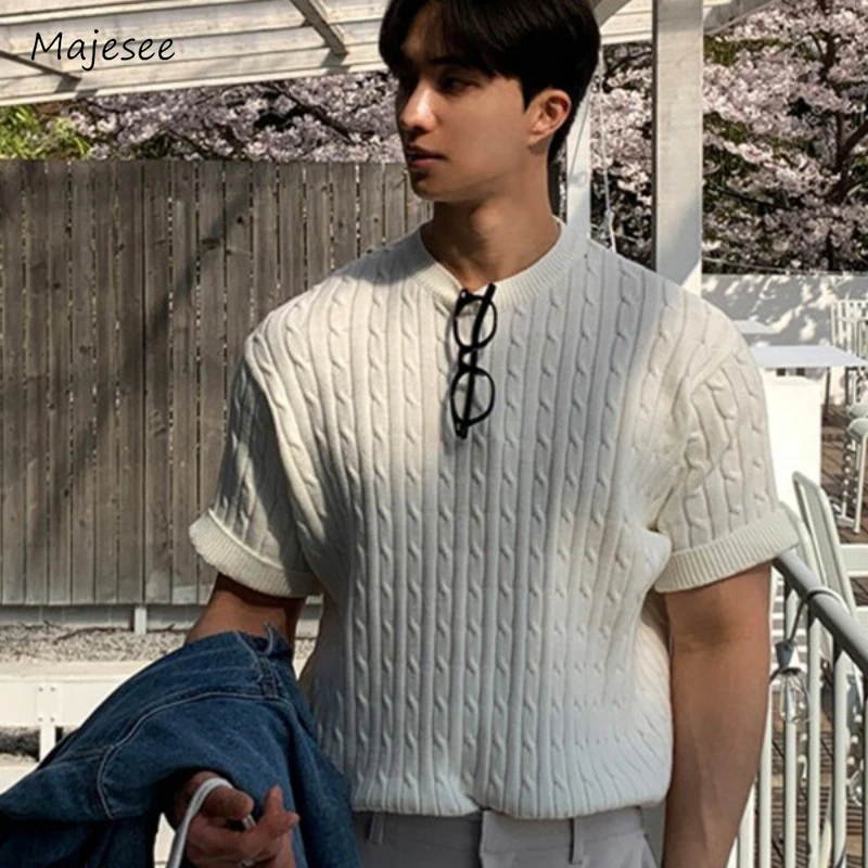 T-shirts Men Summer Fashion Tender Charming Mature Daily Simple Solid Casual Korean Style Cozy Breathable Chic Soft Students New