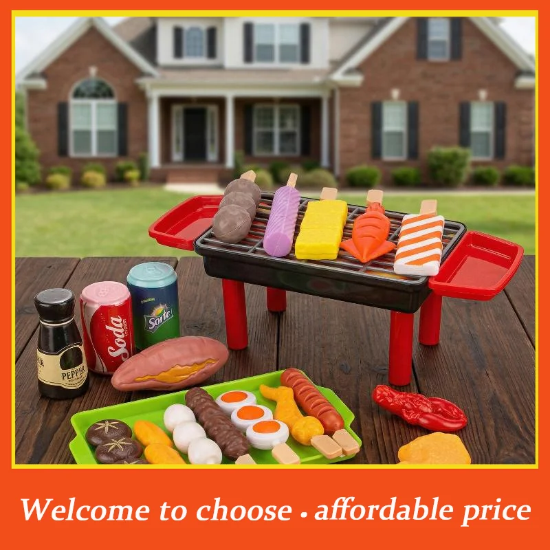 

*1pc Kids Simulated BBQ Cookware Cooking Simulated Food Cosplay Educational Gift Toys Baby Dress Up Kitchen Toys BBQ Set