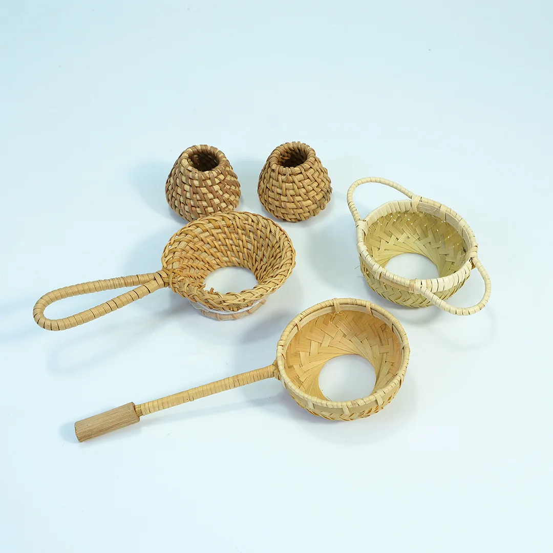 

Держатель с крышкой из ротанга и набор ситечек для чая, аксессуары для бамбукового чайного фильтра ручной работы для чайной церемонии кунг-фу, полные инструменты для заваривания