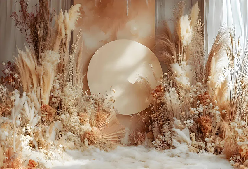 Мехофонд фон для фотосъемки в помещении в стиле бохо пампасная трава для девочек на день рождения, вечеринку для беременных, портретное окно, винтажный декор, фон