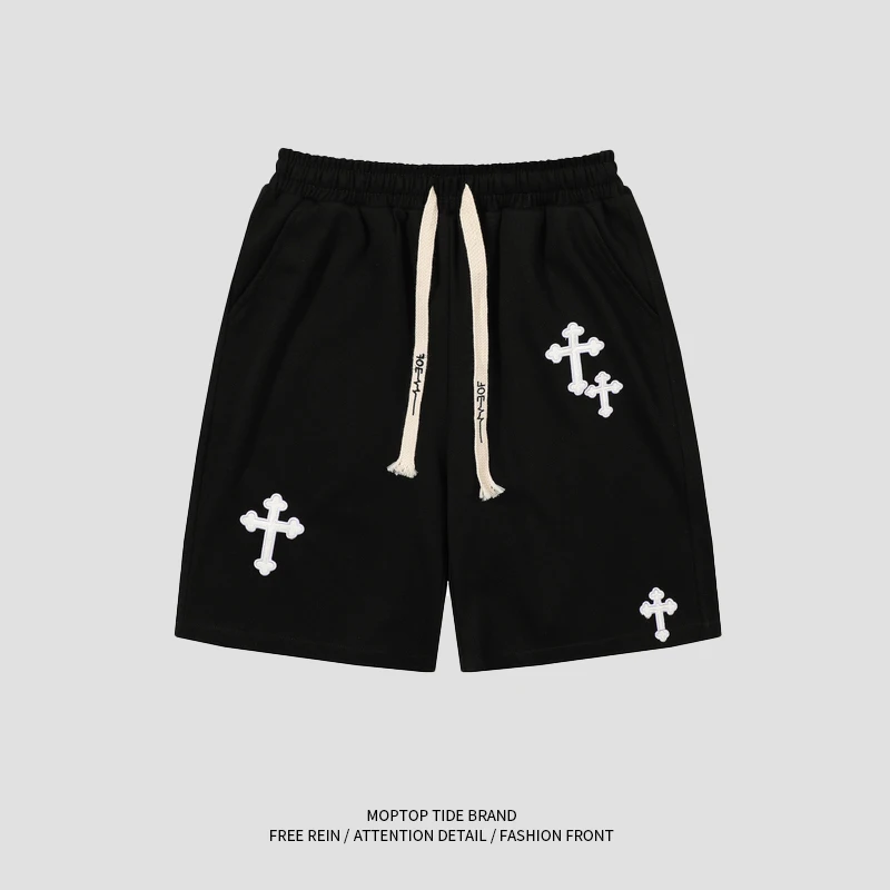 European and American Hip-hop Japanese Sports Five-point Pants Men's Trendy Brand Street Loose Wide-leg Casual Drawstring Shorts