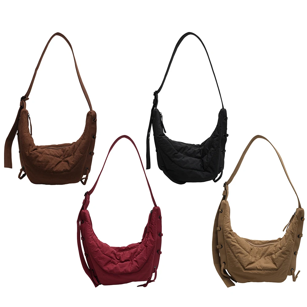 Sac à bandoulière pour femmes et hommes, sacoche à sangle réglable, sac en Nylon solide en forme de croissant, sac pour voyage et Shopping