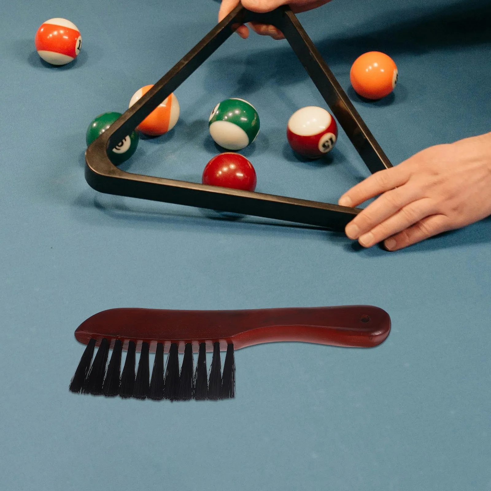 

Pool Table Brush for Felt and Rails Cleaning Tool with Extra Long Bristles Secure Grip Handle Removes Dust Powder Dirt Without