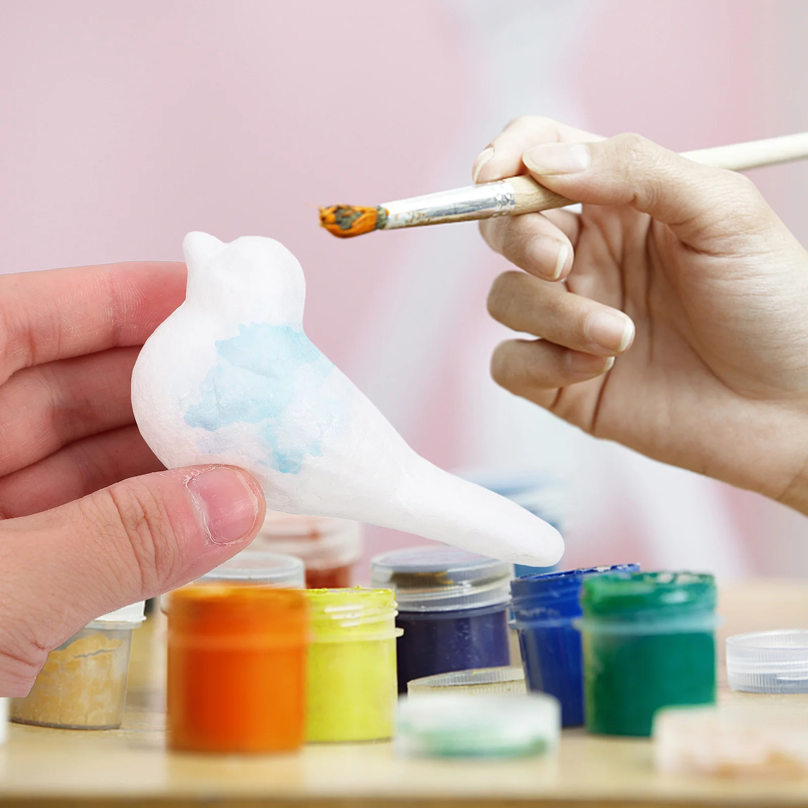 12 stuks onvoltooide schuimvogel DIY ambachtelijke schildersets artistieke vogelvormmodellen voor paasvakantie decoratie feestartikelen