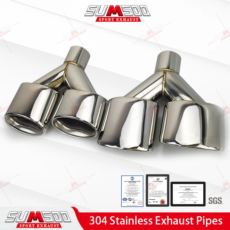 

1 PC Double Outlet Y Type 304 Stainless Steel Car Muffler Tip Exhaust System Pipe H Type Cars Accessories For Auto Modified