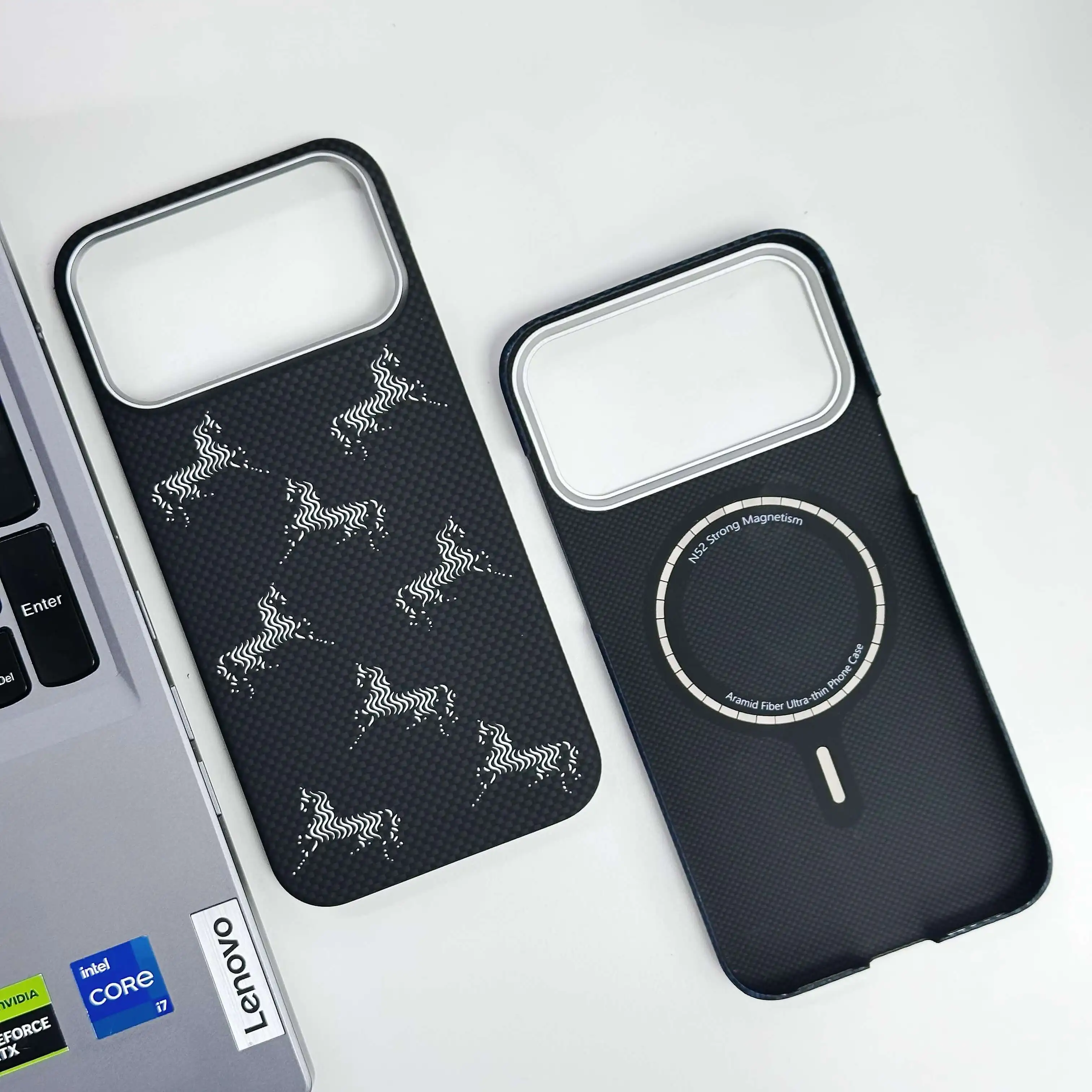 Real 1500D Kevlar Case for iPhone 17PRO/17Pro Max, Horse Pattern Magnetic Magsafe Cover, Ultra Thin Anti Fingerprint Hard Shell