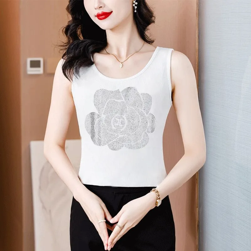 Diamond Sling Vest Women's Elastic New Large Size Spring Autumn Inner Wear Shirt Summer Outfits Sleeveless Tank Top