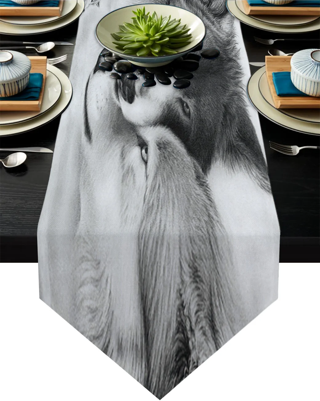 

Animal Wolf Table Runners Modern Home Kitchen Dining Tablecloths Wedding Party Table Decoration Table Runner