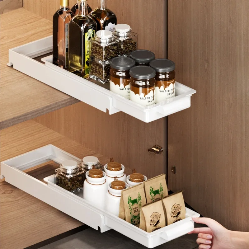 Kitchen Pull-out Dish Rack Drawer Drying Rack Sliding Bowls Dishes Drainer Storage Rack Sink Cabinet Organizer Tableware Holder