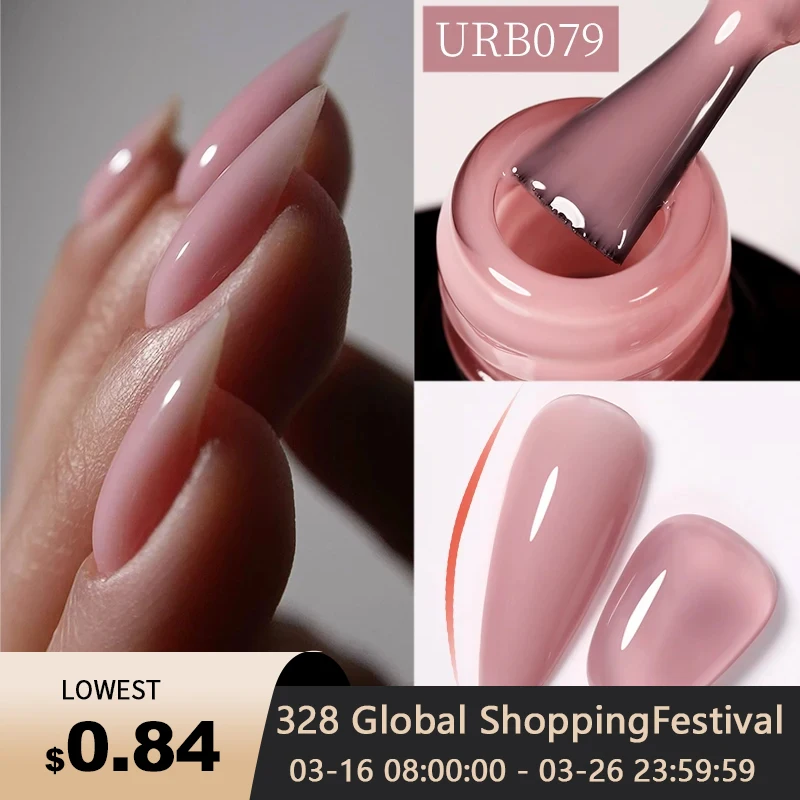 UR SUGAR 7ml Nude Crystal Rubber Base Gel Natural Color Semi Permanent Soak off UV LED Gel Nail Art Varnish