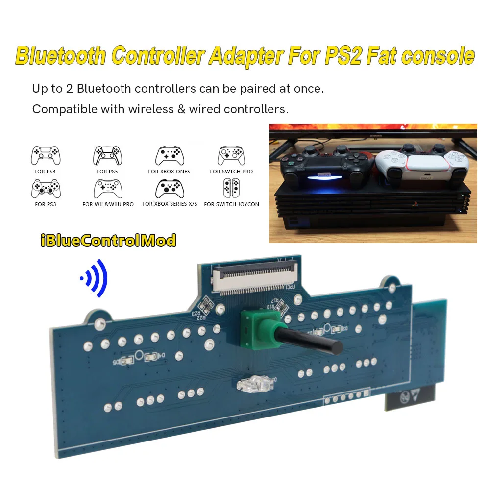 PS2 Fat IBlueControlMod 블루투스 무선 컨트롤러 내부 어댑터 PCB 보드 블루투스 게임패드 어댑터