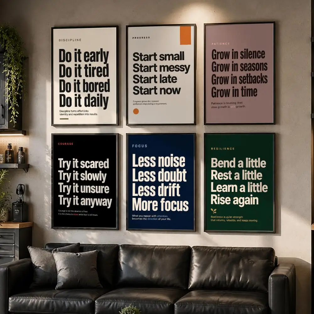 Growth Mindset Typography Poster Wall Decor Self-Adhesive Aesthetic Modern Vibe Stylish Gift Friends Using Living Room Bedroom